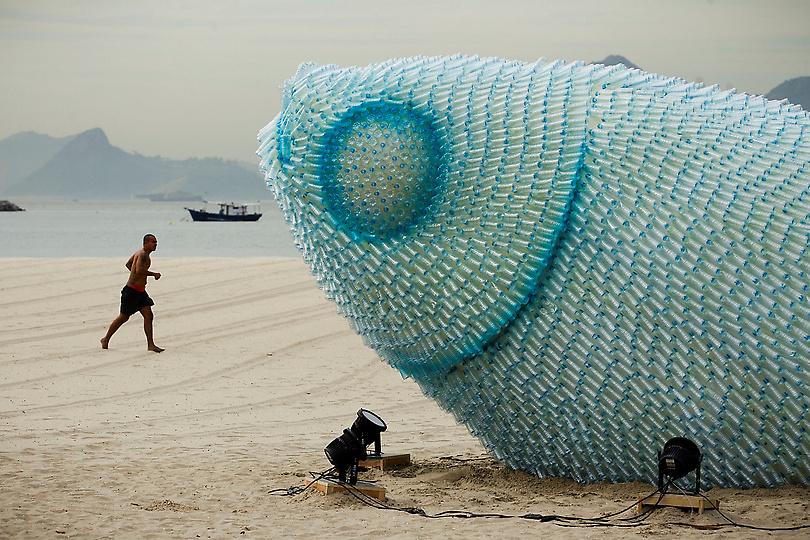 Massive Recycled Plastic Bottle Fish Sculptures